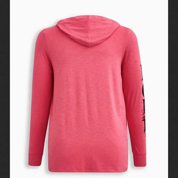 TORRID Plus Size 1X Super Soft Pink HOPE Long Sleeve Hooded Top - Picture 3 of 3